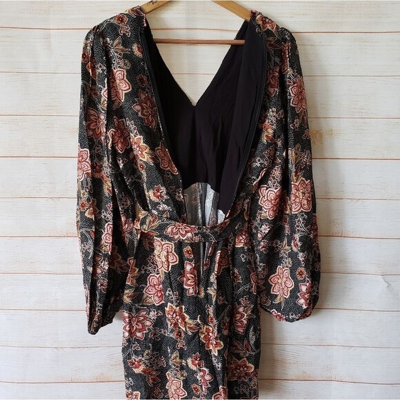 Minkpink Mehdya Floral V-Neck Belted Mini Dress Balloon Sleeves Revolve - Picture 9 of 12